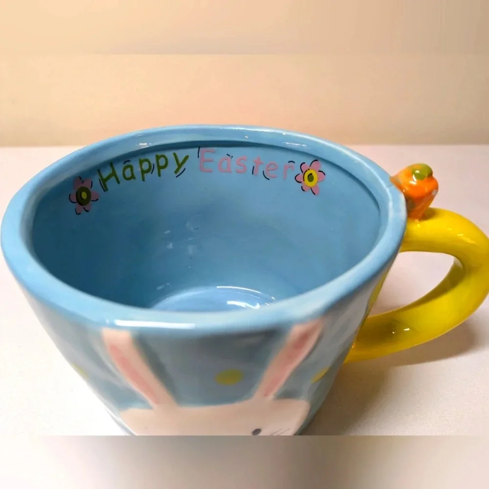 Easter Bunny Mug , unbranded, blue, white, yellow